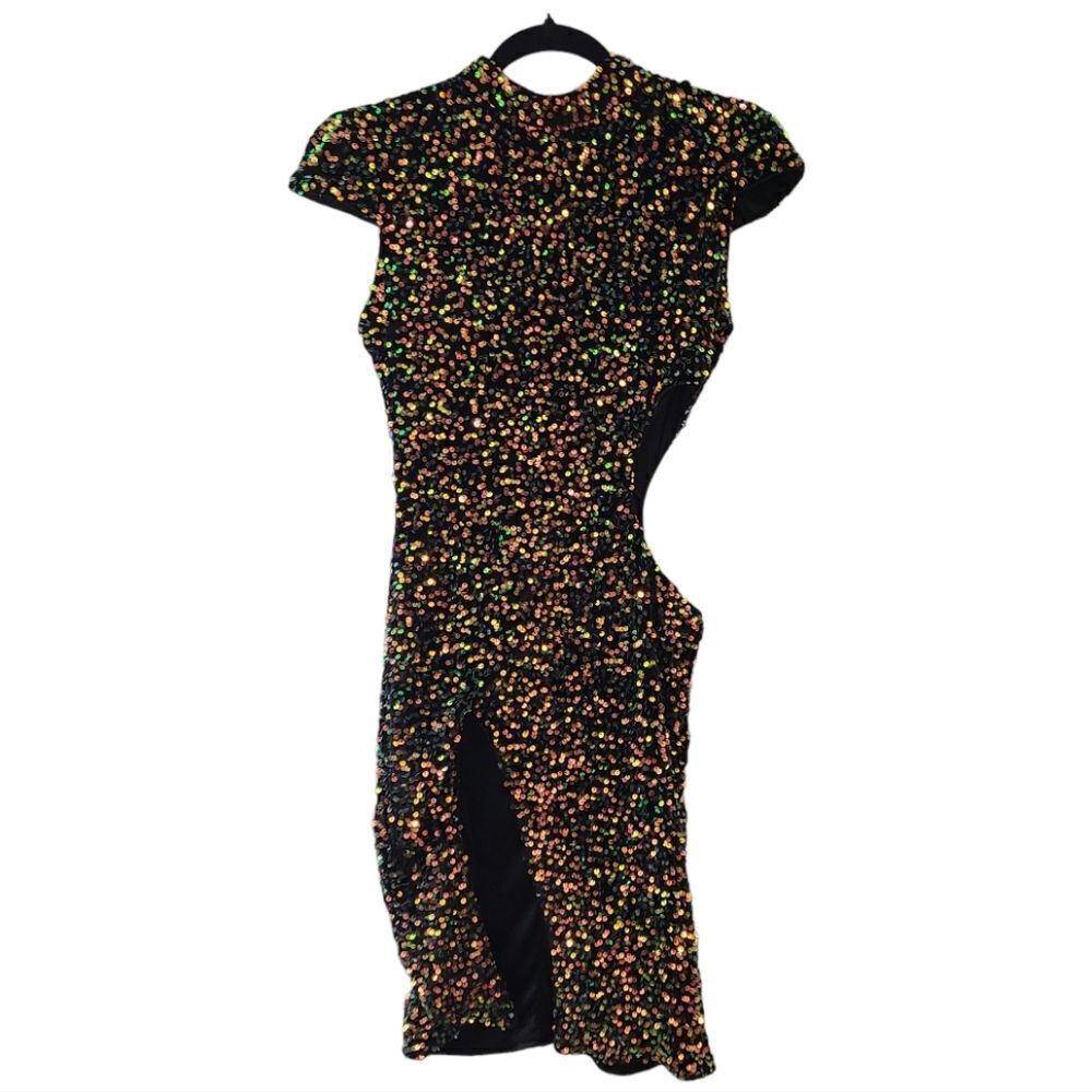 Sequin Bae Bodycon Cut Out Waist Formal Cocktail Dress - Picture 5 of 13